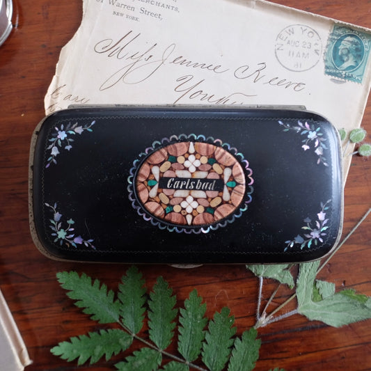 Victorian Pietra Dura Carlsbad Souvenir Cigar Case