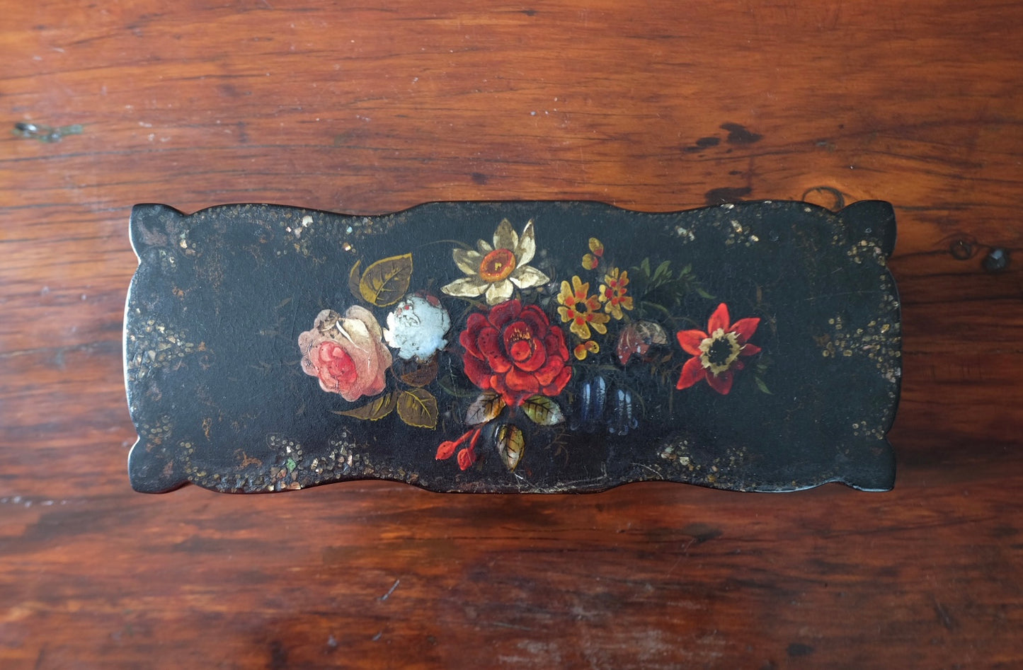 English Victorian Papier Mache Hinged Box