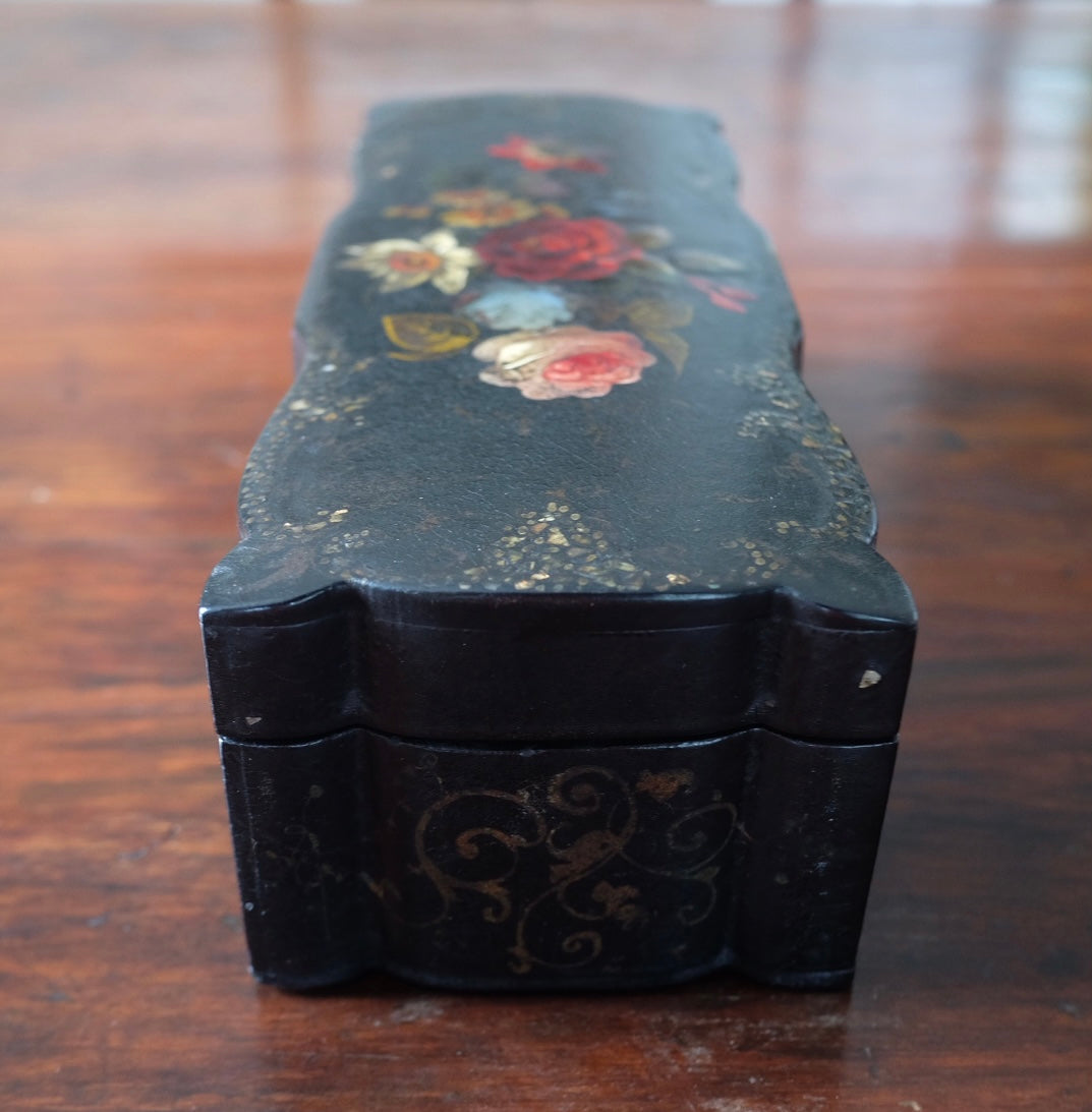 English Victorian Papier Mache Hinged Box