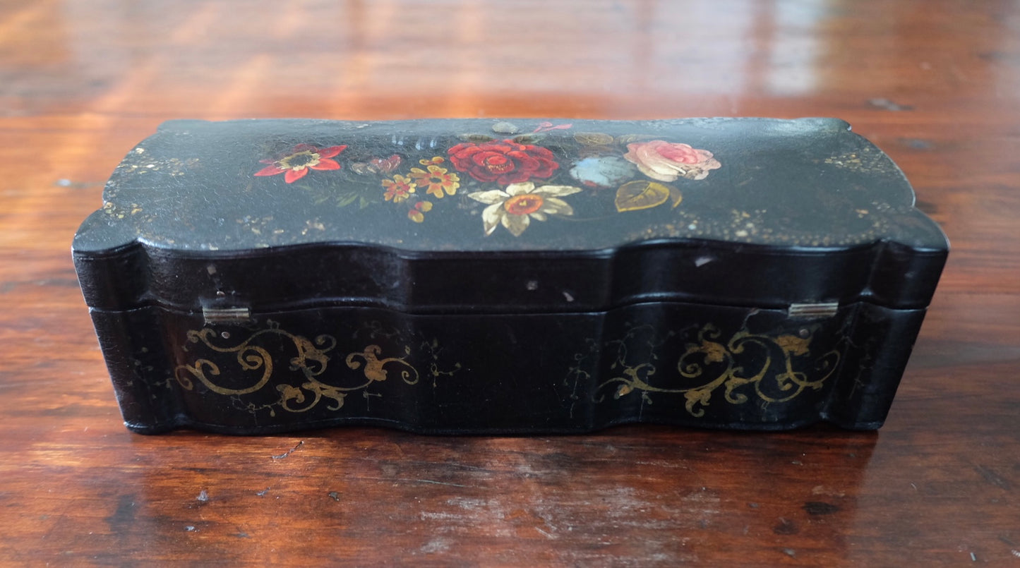 English Victorian Papier Mache Hinged Box
