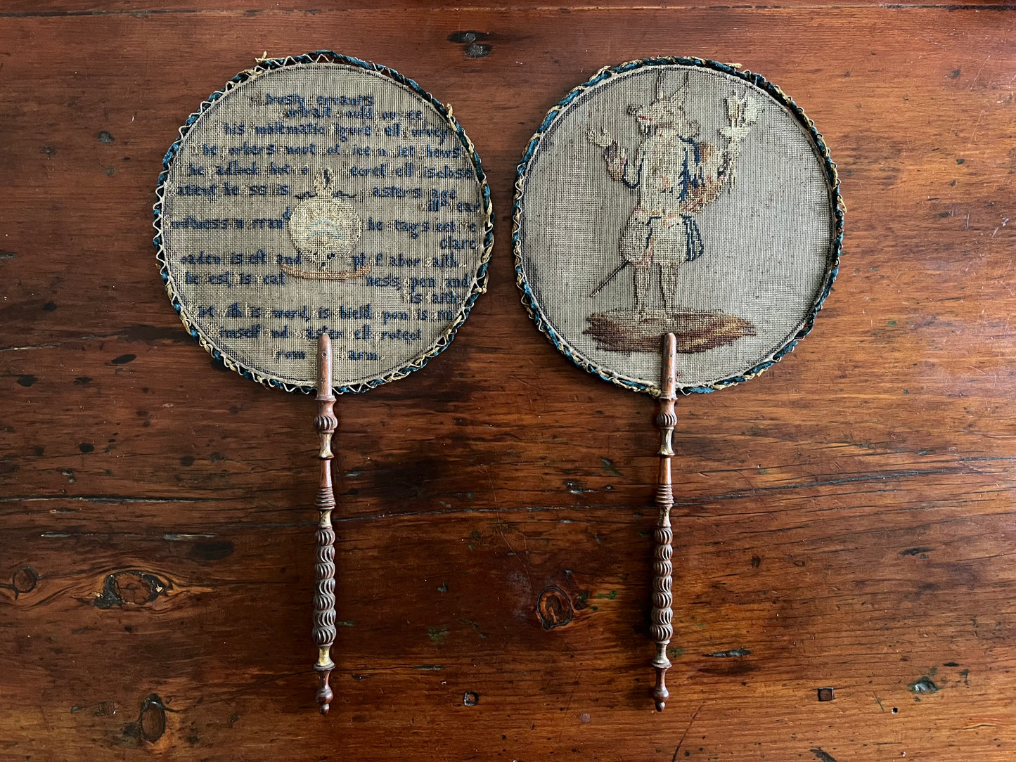 A Pair of English Georgian Face Screens - Trusty Servant - Winchester College, Hampshire