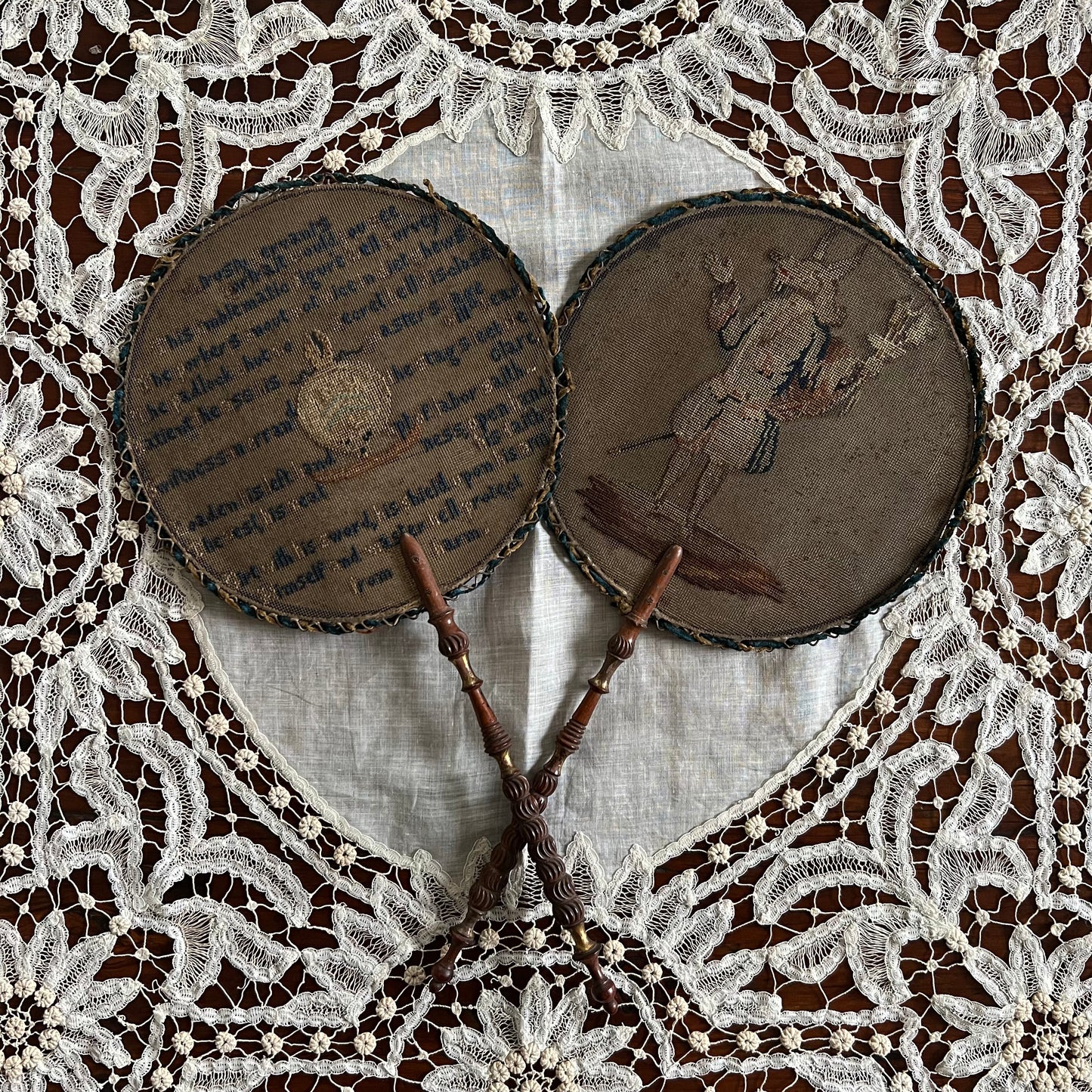 A Pair of English Georgian Face Screens - Trusty Servant - Winchester College, Hampshire