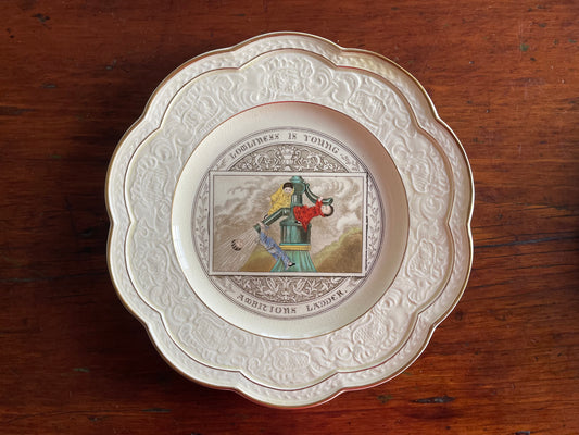 Wedgwood "Gastronomic Homilies" Card Motto Series Plate c. 1877 - "Lowliness is young ambitions ladder."
