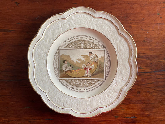 Wedgwood "Gastronomic Homilies" Card Motto Series Plate c. 1877 - "Even the ripest fruit does not drop into ones mouth."