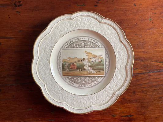 Wedgwood "Gastronomic Homilies" Series Plate c. 1877 - "He that would eat the kernel must crack the nut."