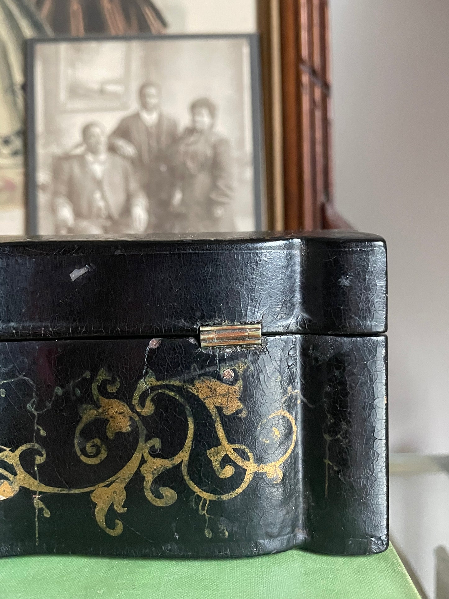 English Victorian Papier Mache Hinged Box