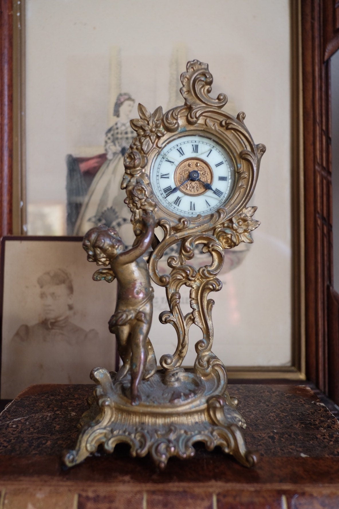 Ansonia Rococo Style Cherub Mantel Clock