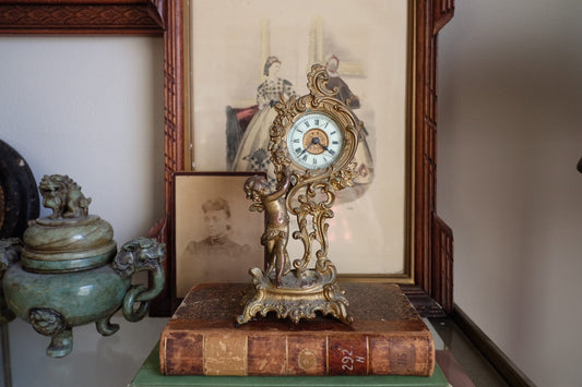 Ansonia Rococo Style Cherub Mantel Clock