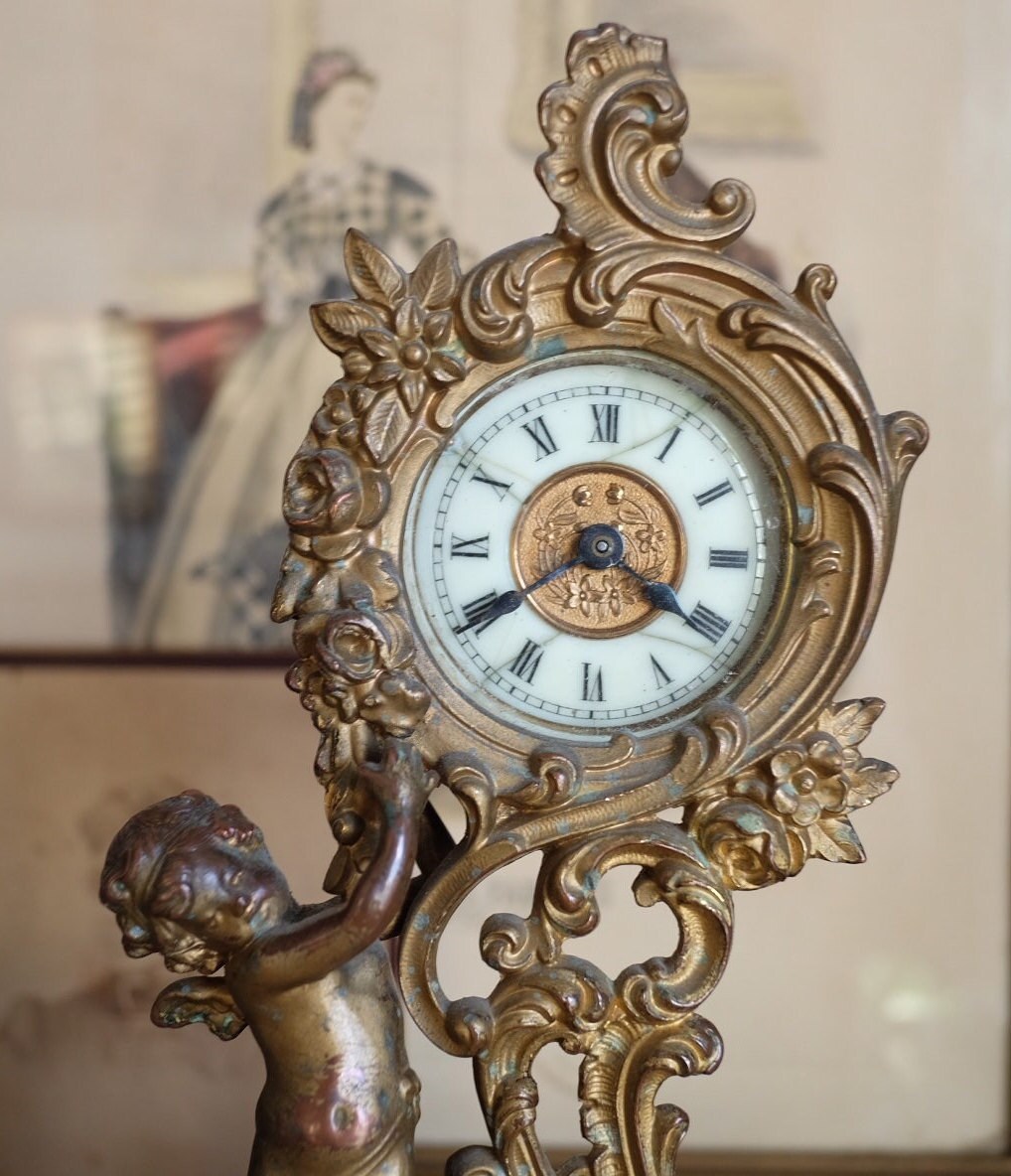 Ansonia Rococo Style Cherub Mantel Clock