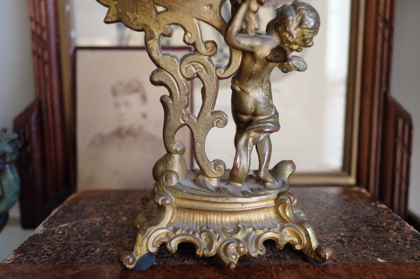 Ansonia Rococo Style Cherub Mantel Clock