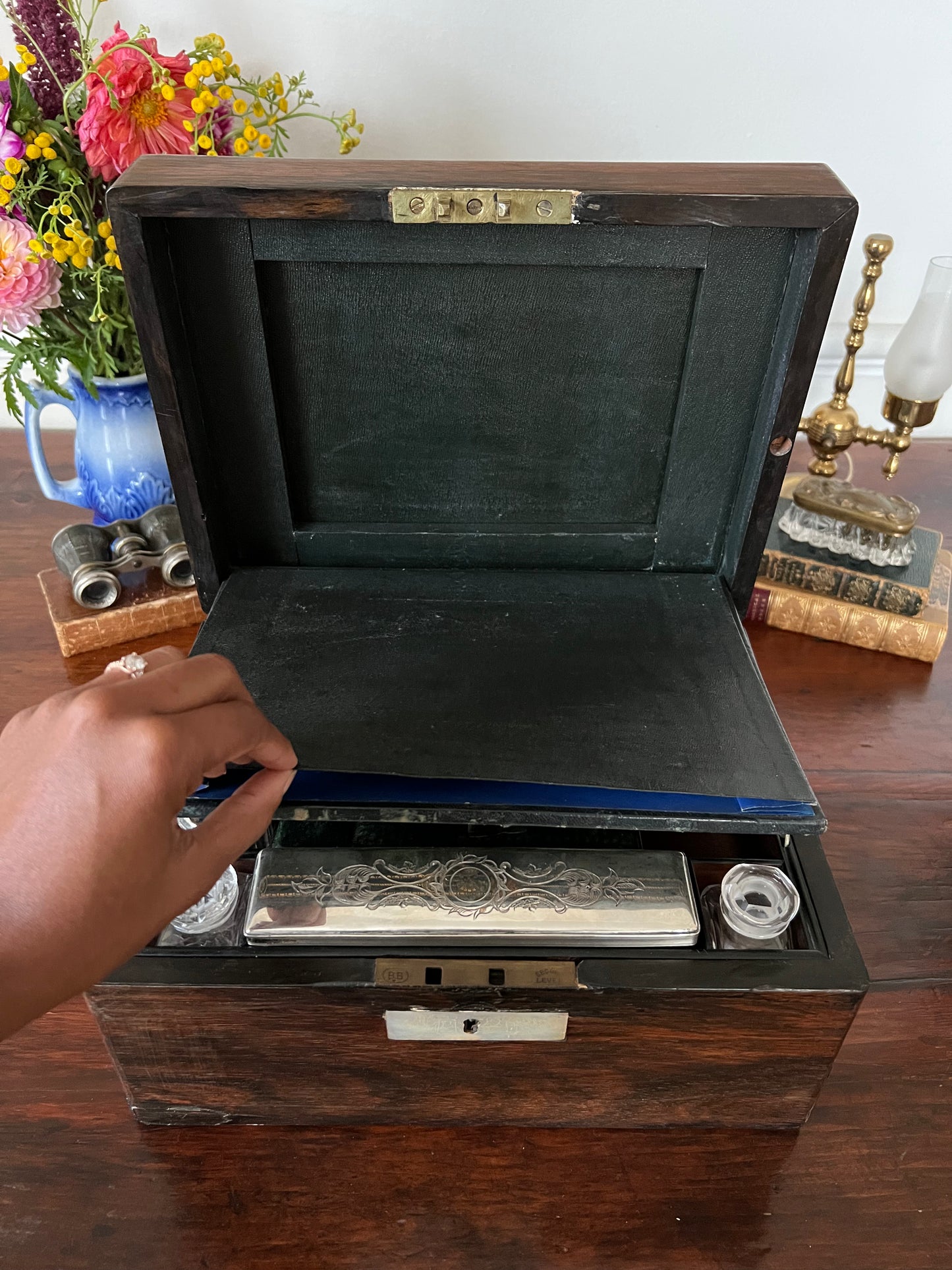 19th Century English Traveling Vanity Dressing Toiletry Case