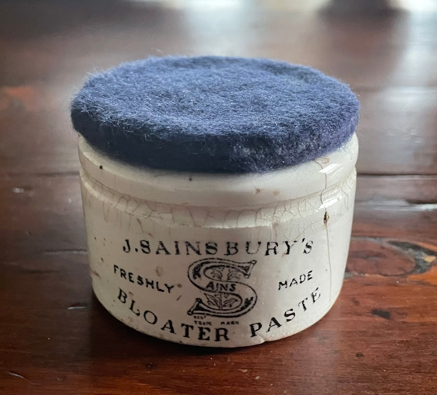 Antique Stoneware Inkwell - J. Sainsbury's Bloater Paste