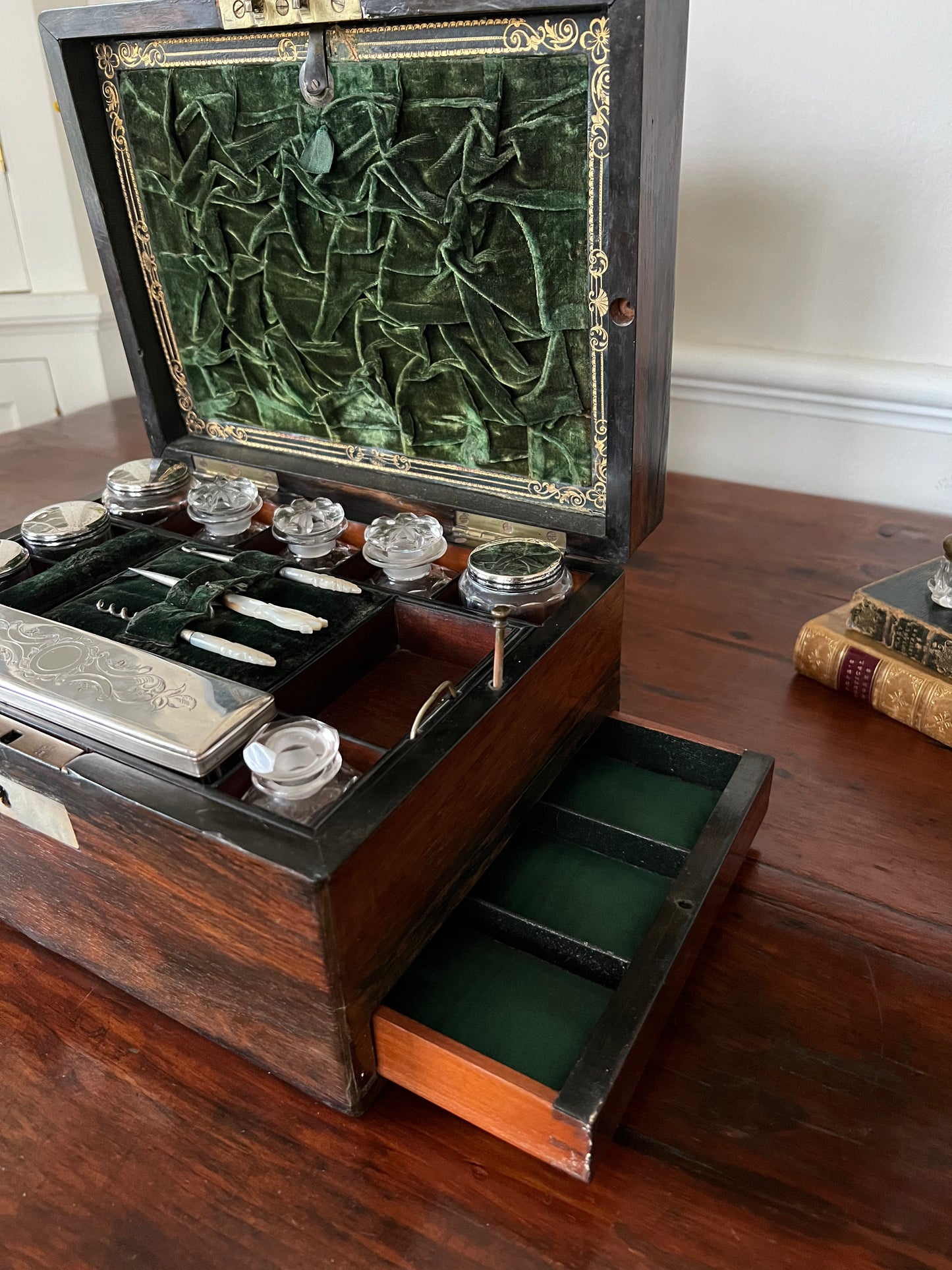 19th Century English Traveling Vanity Dressing Toiletry Case