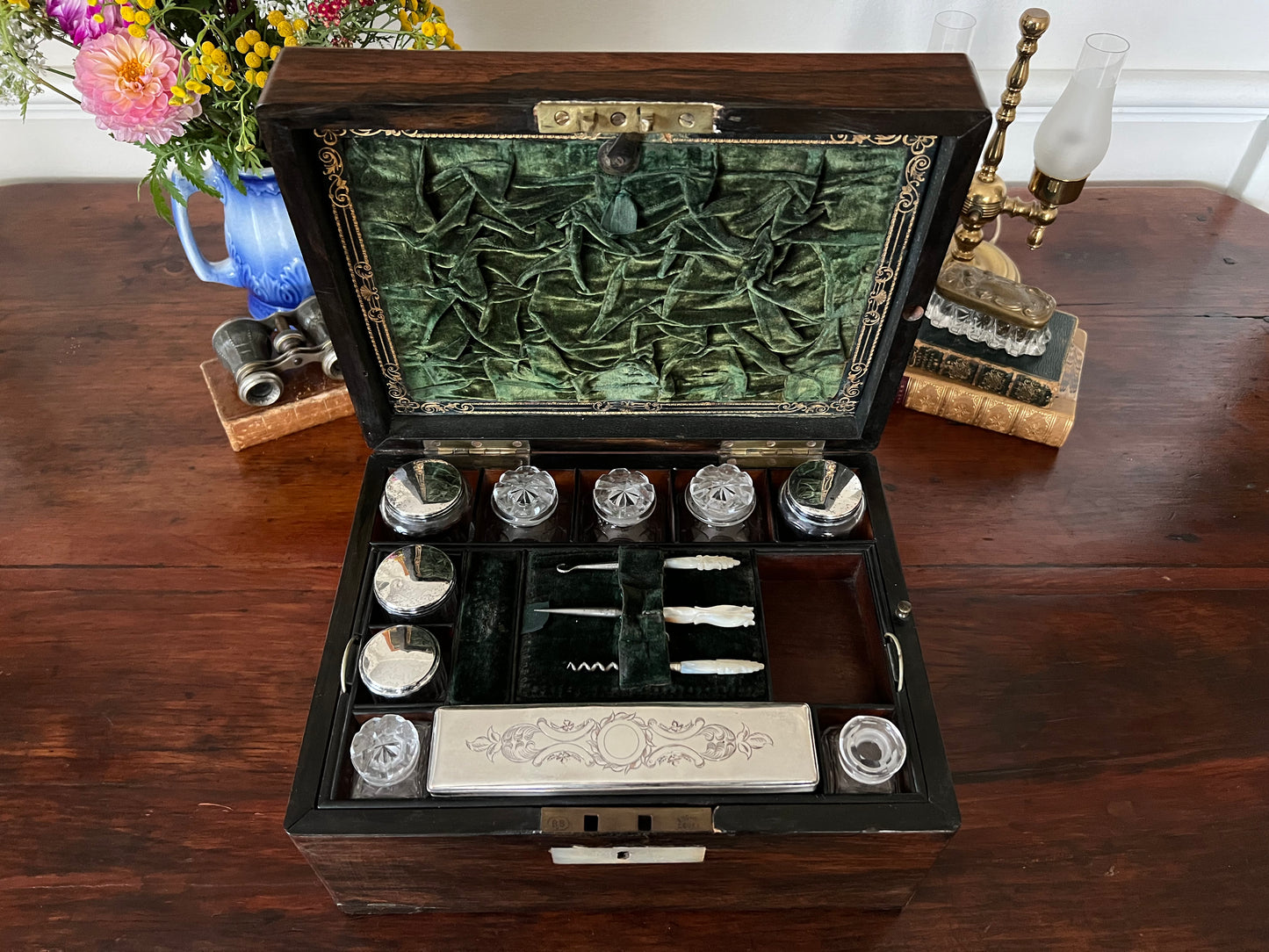 19th Century English Traveling Vanity Dressing Toiletry Case